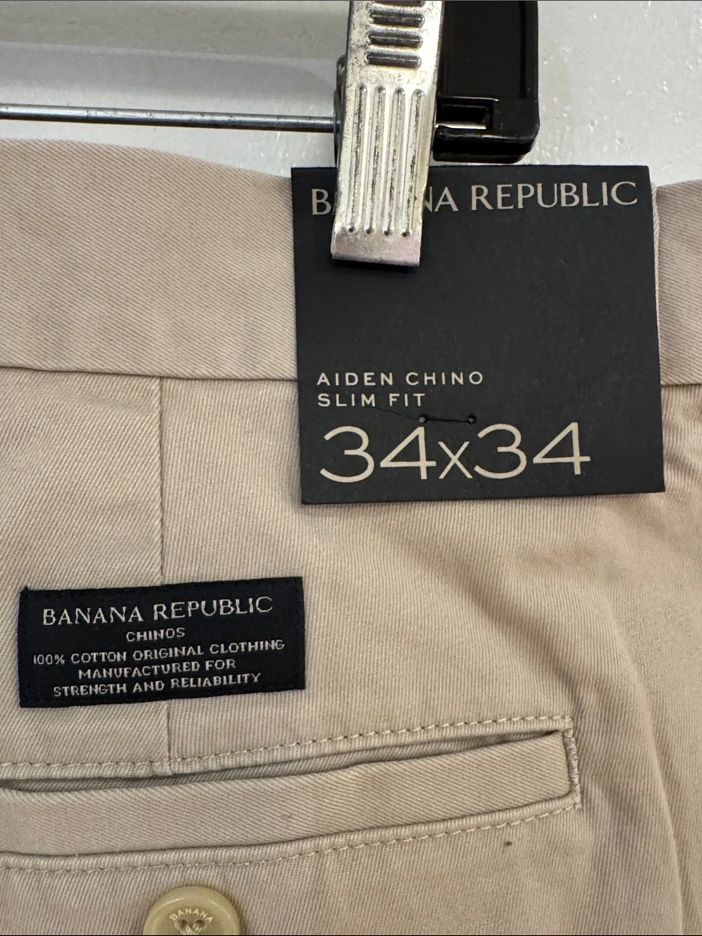 Banana Republic Men's Slim Fit Chino Pants in Khaki 100% Cotton